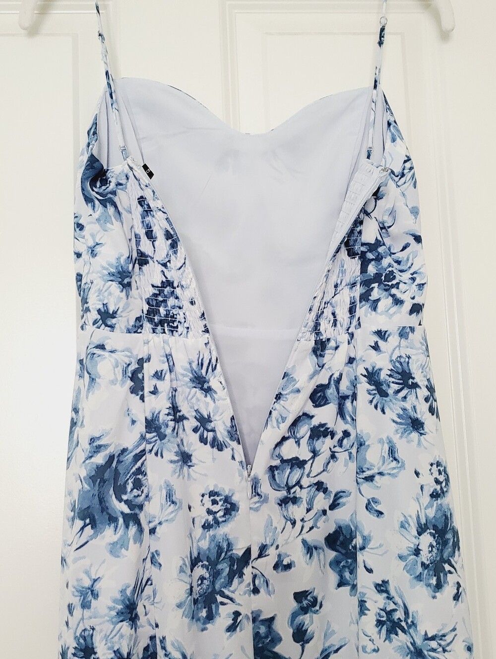 Abercrombie & Fitch Camille Blue Floral Midi Dress XS High Slit Cottagecore Boho - Picture 12 of 16